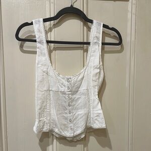White Lace Trimmed Women's Top